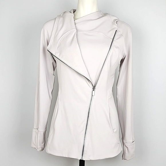 Lululemon Every Journey Hooded Zip Up Jacket Stone WhiteThumbholes Size 8 - Picture 3 of 13
